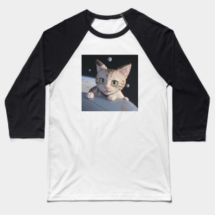 Galactic Explorer: Space Cat Print Baseball T-Shirt